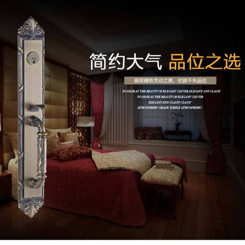 锌合金欧式别墅大门锁门把手木门仿古铜双开门全铜锁芯