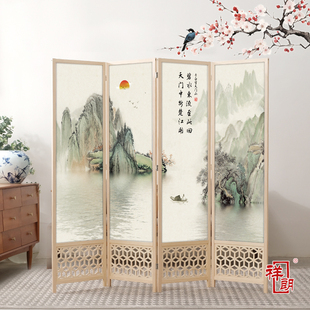 实木屏风隔o断玄关家用可移动折叠遮挡帘客厅书房阳台 现代新中式