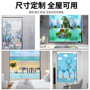 卷帘免打孔安装 伸缩式 卫生间防水全D遮光遮阳厨房窗户手拉升降窗