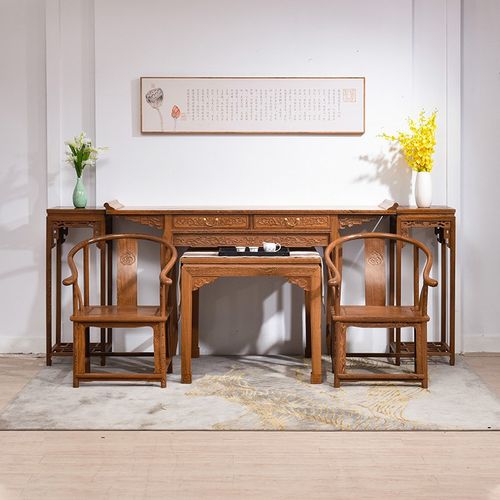 鸡翅木条案中堂六件套八仙桌实木中式佛台香案供奉桌组合红木供桌