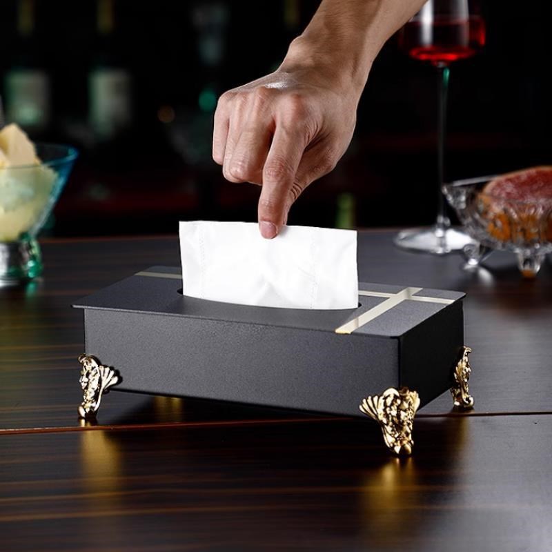 不锈钢纸巾盒ktv酒吧餐厅酒店创意客厅简约抽纸盒高级感logo