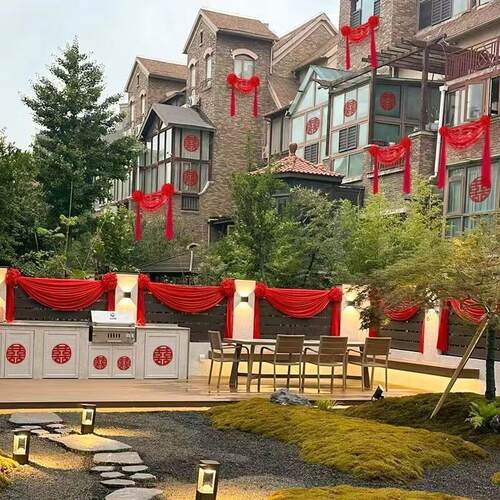 大红花结婚用品大全婚房布置婚礼农村院子别墅阳台装饰楼梯拉花