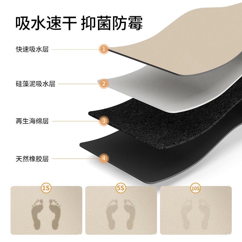 复古l型浴室地垫家用卫生间门口进门防滑脚垫厕所硅藻泥吸水地毯