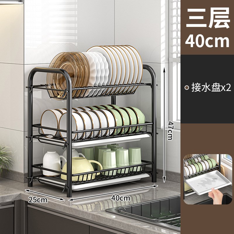 碗碟收纳架厨房置物架碗盘沥水架多功能家用放碗架碗柜碗筷收纳盒