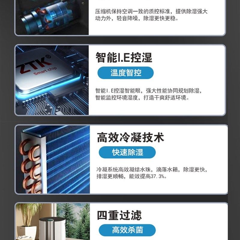 除湿机抽湿机家用静音干燥防潮一体大功率工业地下室回南天吸湿器