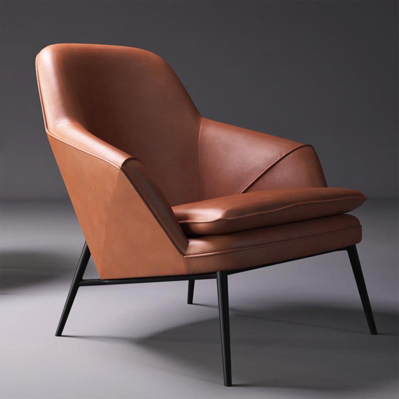 北欧单人沙发椅子设计师真皮休闲小户型现代极简轻奢布艺创意椅