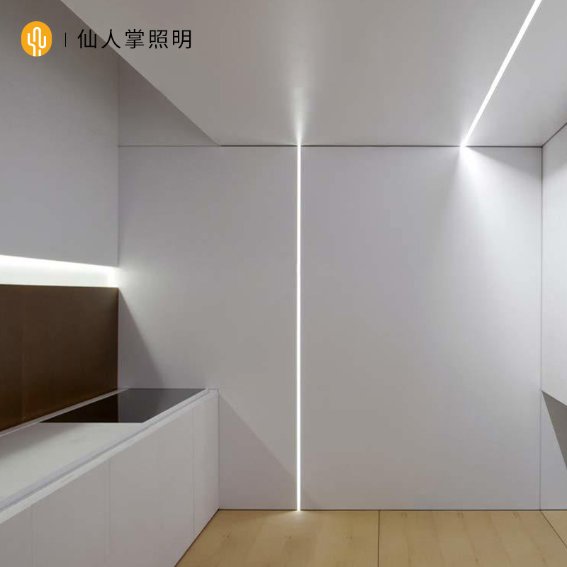 仙人掌照b明无边框线性铝槽客厅3500k灯带LED线条灯走廊过道线型