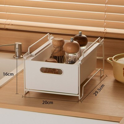 厨房杂物整理置物架柜子分层可叠加抽屉式铁艺拉篮橱柜抽拉收纳筐