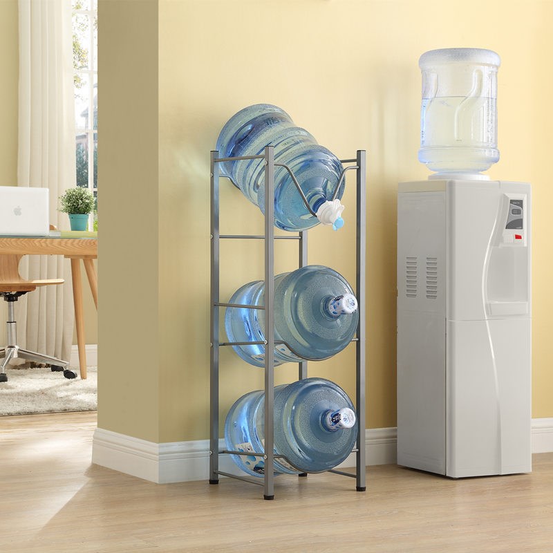 白色银色三层倒置水桶架家庭办公室纯净水饮水桶陈列架子