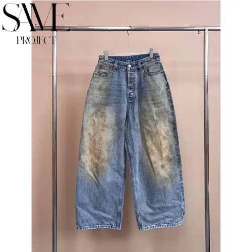 SamePro AC脏脏「男女同款小众废土风泥染破坏宽松baggy牛仔裤」