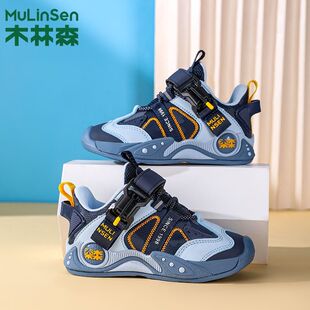 木林森童鞋2026春秋新款皮面透气儿童运动鞋中大童防滑休闲跑步鞋