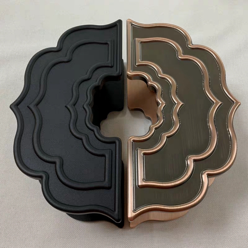 半圆大拉手黑色玻璃门圆形把手双开门对装大门扶手实木门柜门拉把