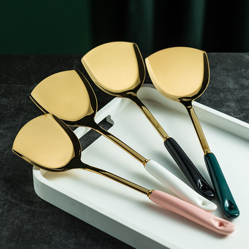 金色304不锈钢锅铲锅勺 家用炒菜铲子勺子铲勺厨具套装全套铁锅铲