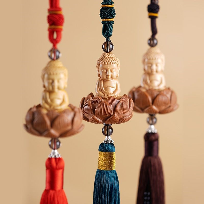 桃木挂件黄杨木汽车挂件入平安后视镜车载吊坠男女红色挂饰保平安