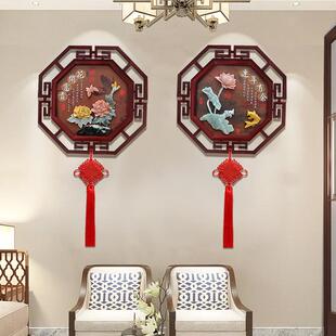 中式墙面挂饰入户玄关壁挂客厅电视背景墙两侧挂画墙上挂件装饰品