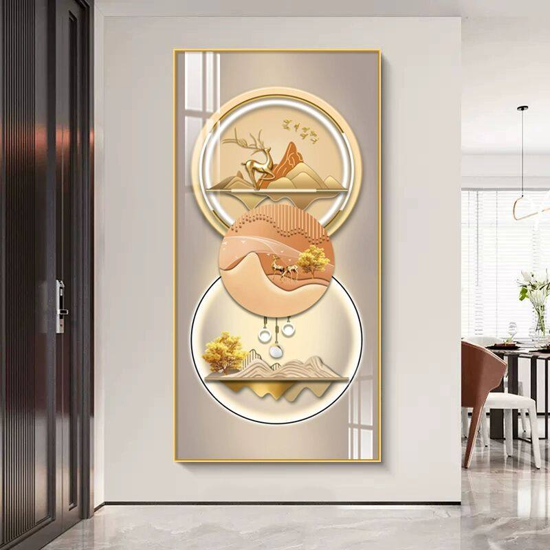 轻奢进门入户玄关装饰画现代简约走廊过道竖版壁画高级感玄幻挂画