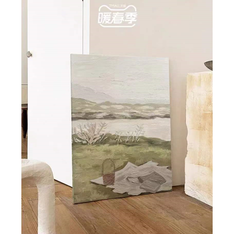 纯手绘油画抽象艺术客厅卧室风景装饰画玄关现代简约立体挂画郊外