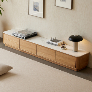 原始原素实木岩板电视柜客厅白橡木地柜现代简约落地储物柜M2081