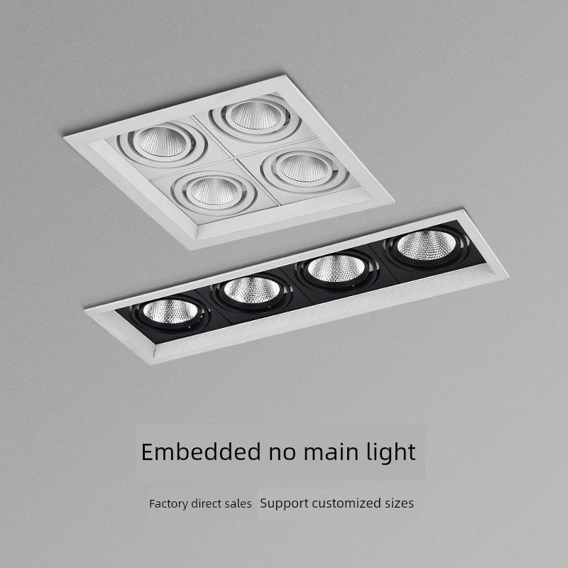 led四头斗胆灯4头方形射灯嵌入式黑色暗装开孔天花格栅cob豆胆灯,家装灯饰光源,格栅灯,淘宝优惠券,粉丝福利购,淘宝优惠卷