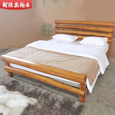 成都陈实全柏木 家具简约柏木大床柏木实木床1.8米原生态风格民宿