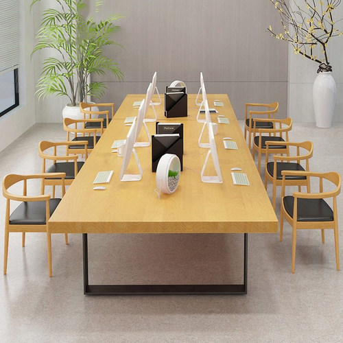 实木办公会议桌长桌简约现代餐桌茶桌长条大桌子培训洽谈桌椅组合