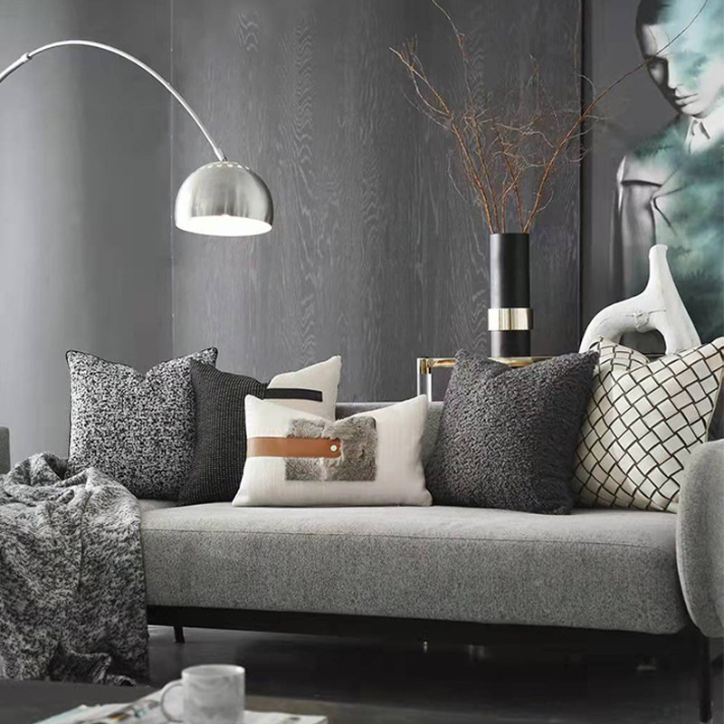 坤霏诺亚现代酒店沙发腰枕套客厅含芯靠垫抱枕腰枕几何撞色腰枕