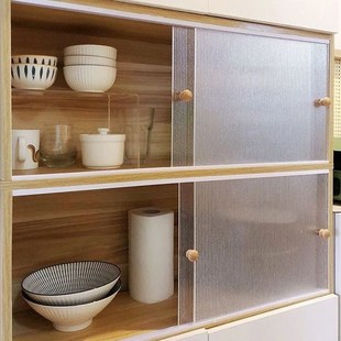 定制亚克力柜门推拉书柜玻璃门板加装小柜子书架免打孔防尘遮挡板