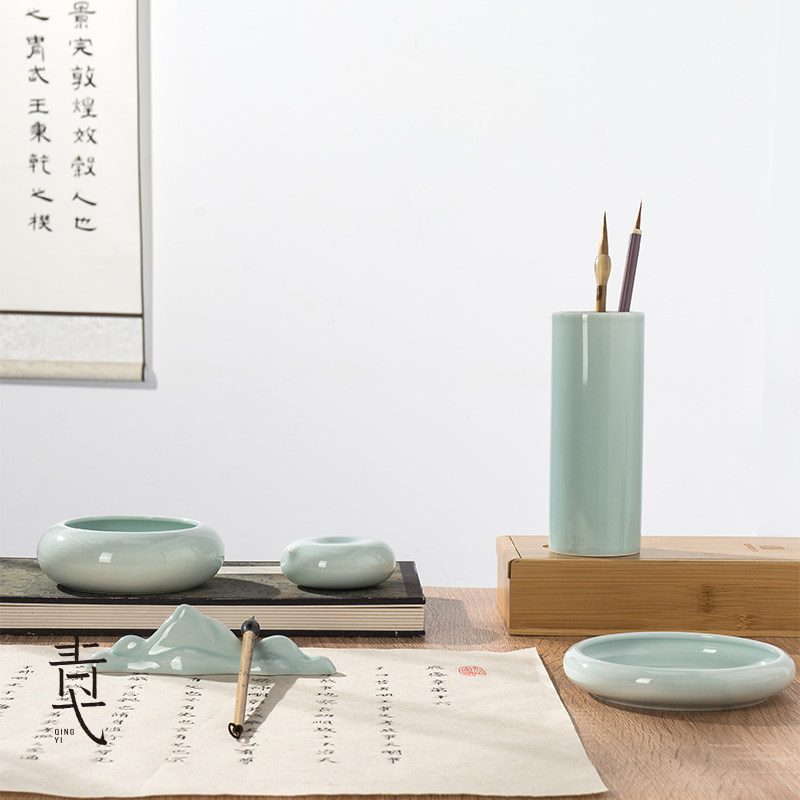 陶瓷墨池笔山笔搁笔架笔筒砚滴笔洗洗笔缸墨碟砚台装,文具电教/文化用品/商务用品,文房四宝,淘宝优惠券,粉丝福利购,淘宝优惠卷