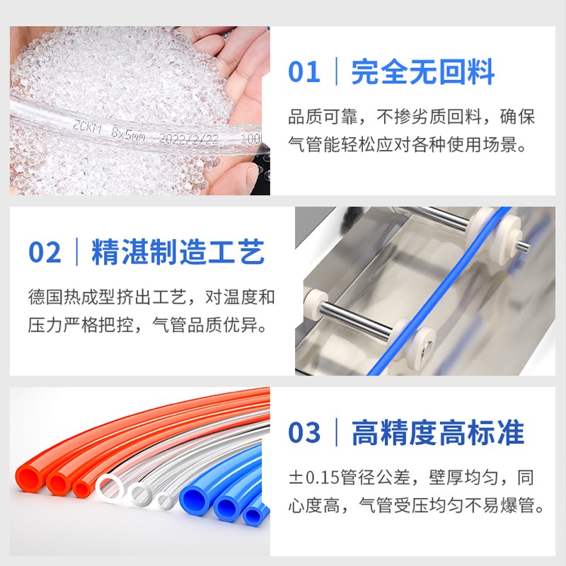 PU气管软管空压机气动压缩机高压管8mm管子防冻打气泵10/12mm