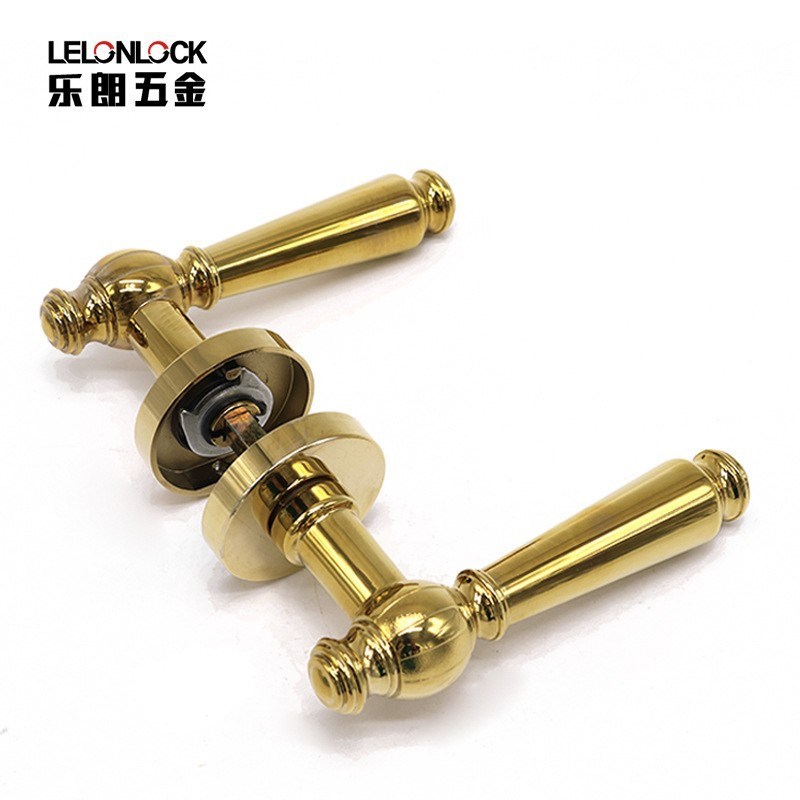 法式复古金色锌合金卧室门锁 LELON轻奢房门把手磁吸静音执手锁具