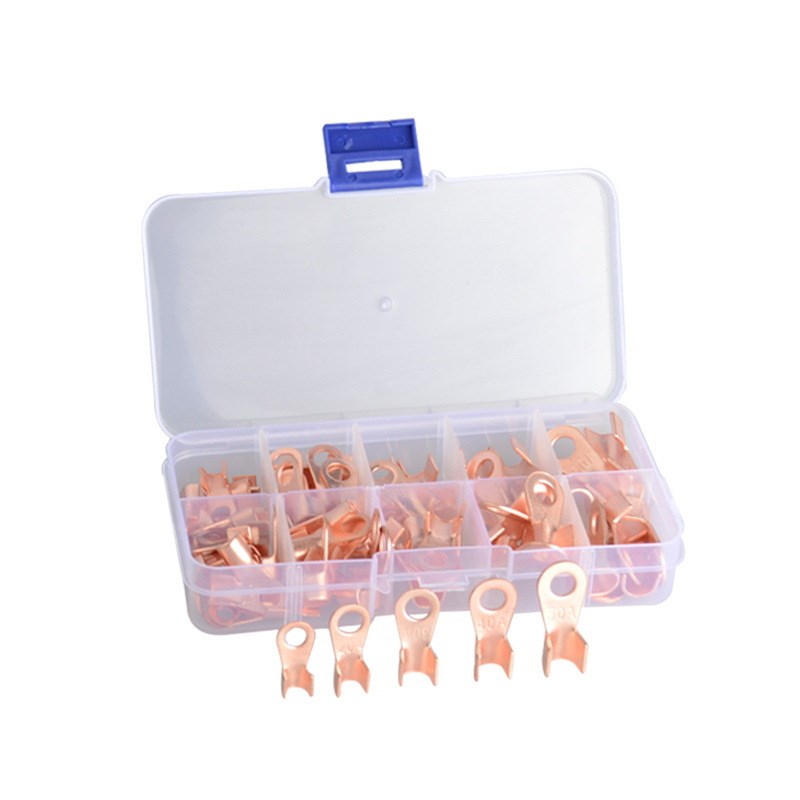 跨境盒装 OT开口鼻 铜鼻子冷压端子接线耳10A20A30A40A50A组合