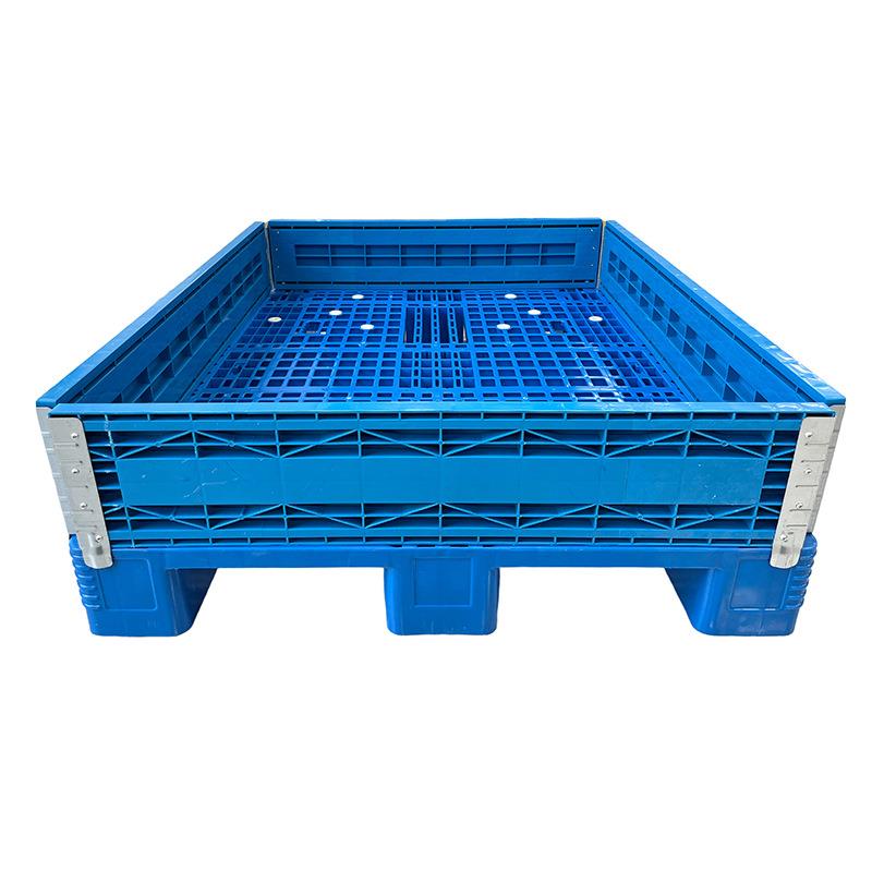 加厚带盖折叠塑料围板箱箱式托盘围栏运输箱通用型卡板箱护栏