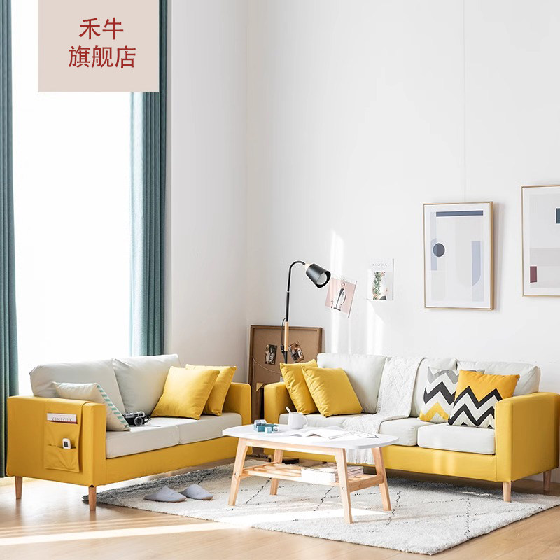 沙发客厅小户型北欧简约公寓卧室三人网红布艺简易双人出租房沙发