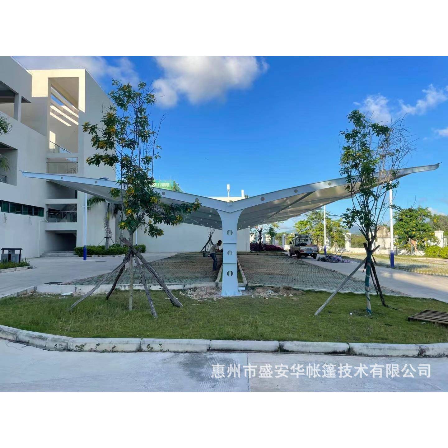 膜结构车棚停车棚充电桩汽车棚张拉膜遮阳雨棚小区自行车棚景观棚