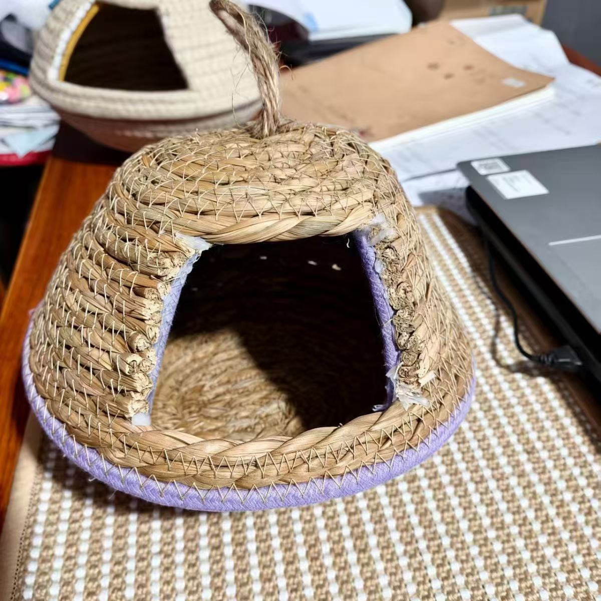 鸟窝睡觉窝四季通用手工编织草编天然牡丹玄凤中小型草窝鸟屋