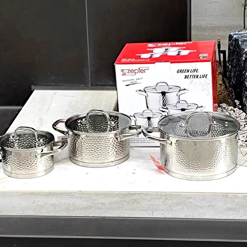 德国zepter汤锅奶锅6件套装锅316不锈钢复合加厚多层底电磁炉通用
