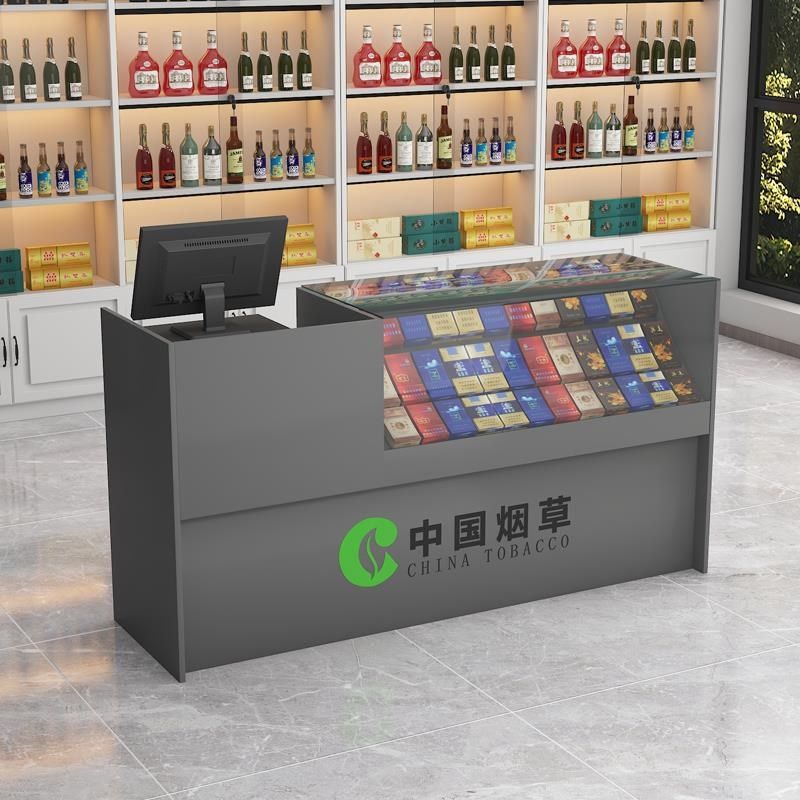 玻璃烟柜超市烟柜便利店收银台一体柜展示柜高档转角烟酒自由