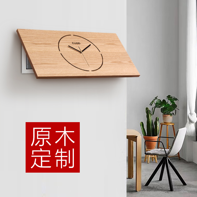 定制尺寸  实h木表  电表箱装饰画遮挡箱遮电箱的挂钟时钟简约现图片