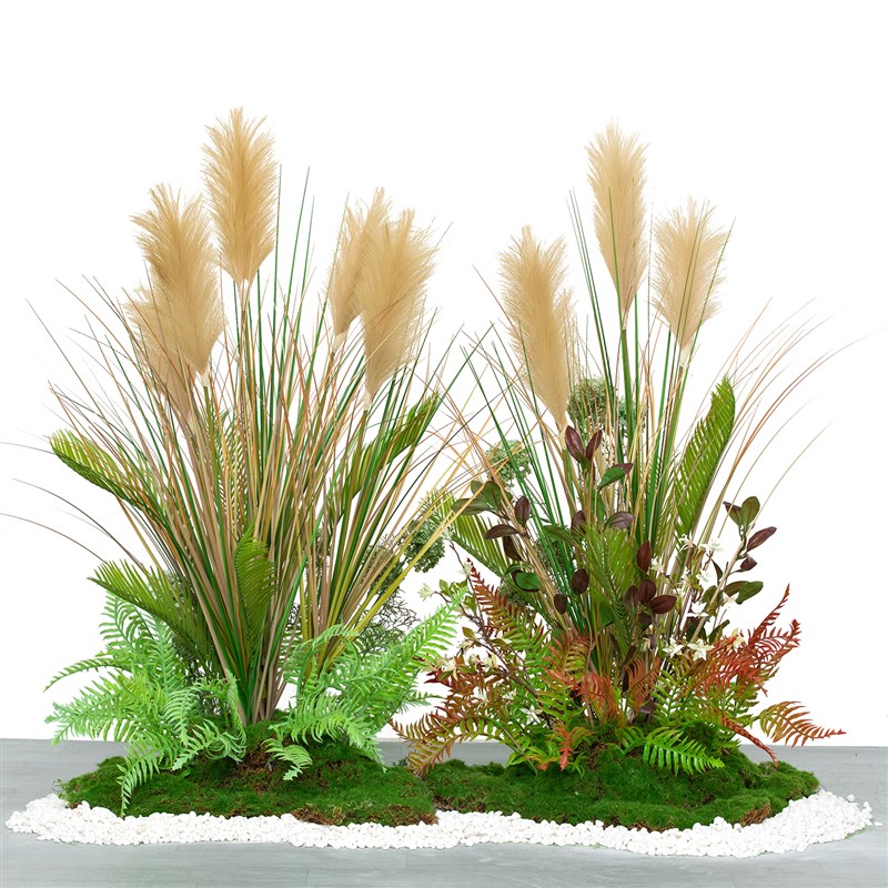 仿真秋色芦苇草植物假花盆栽落地盆景楼梯角落橱窗摄影布造景摆件