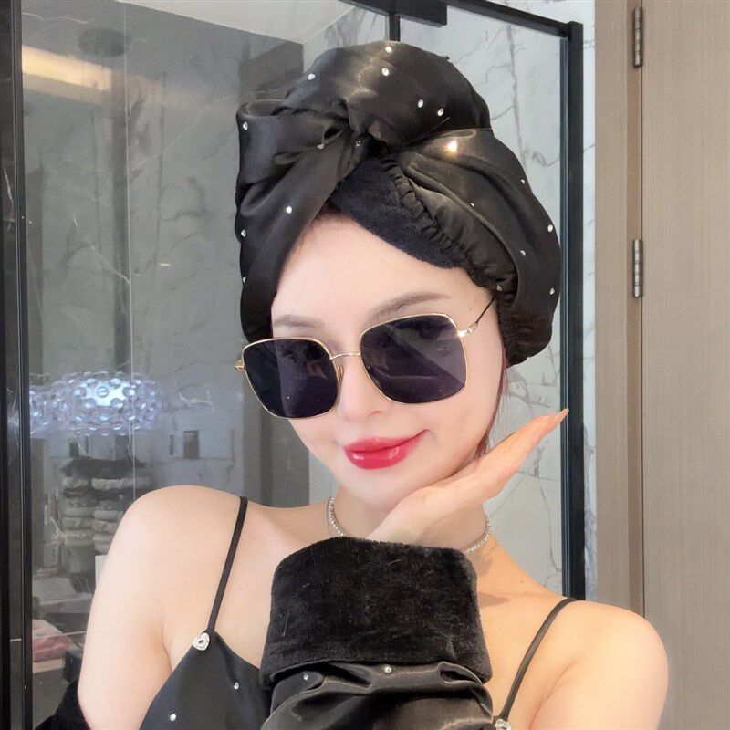 汀黛 满天星烫钻级层加厚绒速干发帽浴帽吸水包毛巾