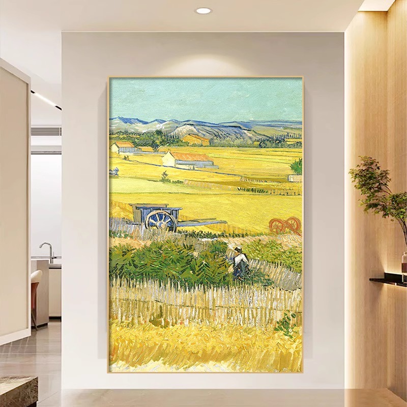 梵高丰收世界名画客厅装饰画落地画玄关沙发背景墙挂画油画墙壁画图片