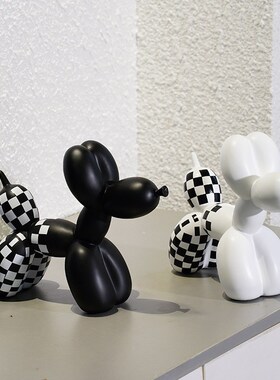 气球狗装饰品家居客厅玄关电视柜爱个性棋盘格黑白现代