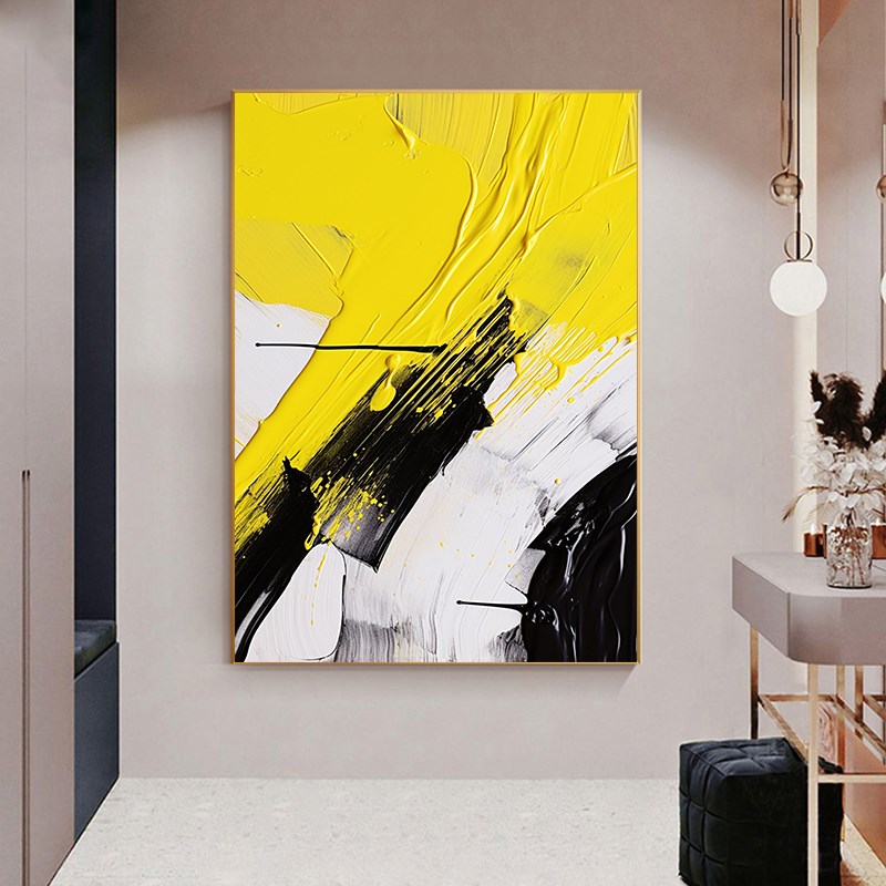 油画肌理感e抽象艺术玄关装饰画现代轻奢挂画沙发客厅背景墙落地图片