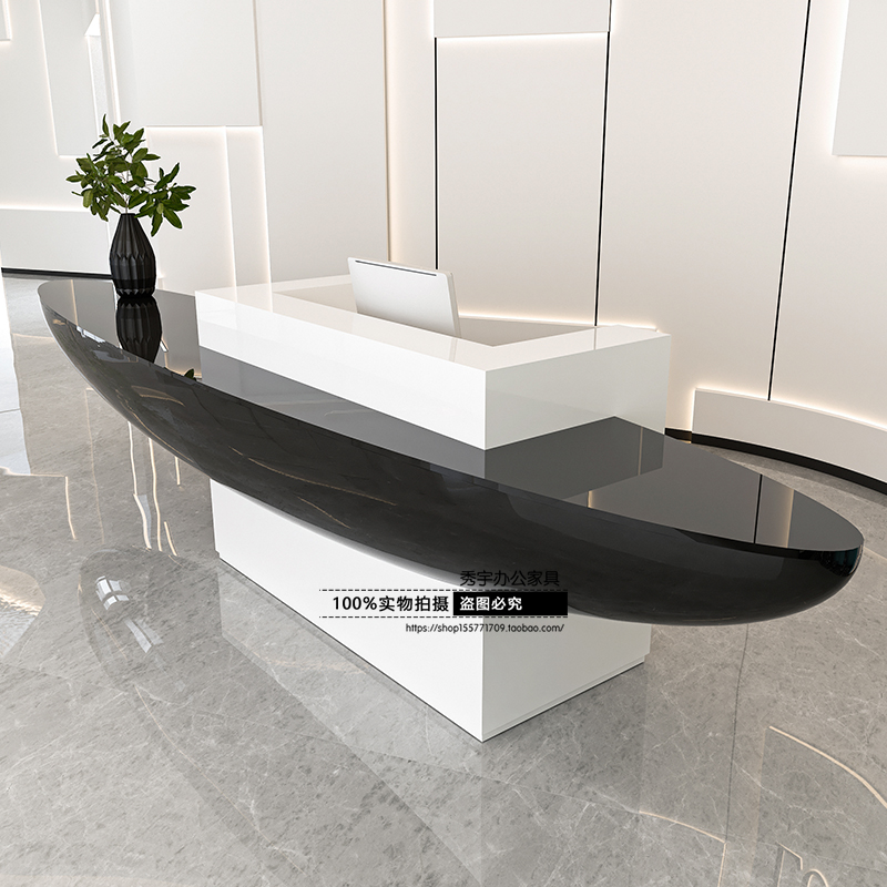 船型烤漆前台新款公司接待台酒店咨询台收银台新款创意吧台定制