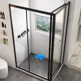 方形侧移门房小户型浴屏内飞门干湿分离侧滑门玻璃