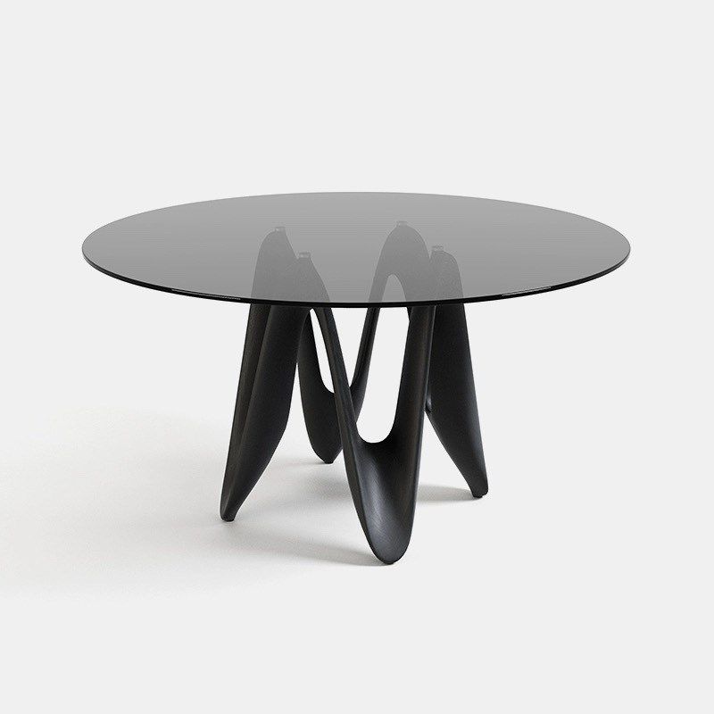 桃圆餐桌椅意式极简玻璃餐台大平层实木圆形餐台,住宅家具,玻璃餐桌,淘宝优惠券,粉丝福利购,淘宝优惠卷