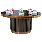 火锅桌子电磁炉一体用商用一一锅火锅桌桌椅带转盘