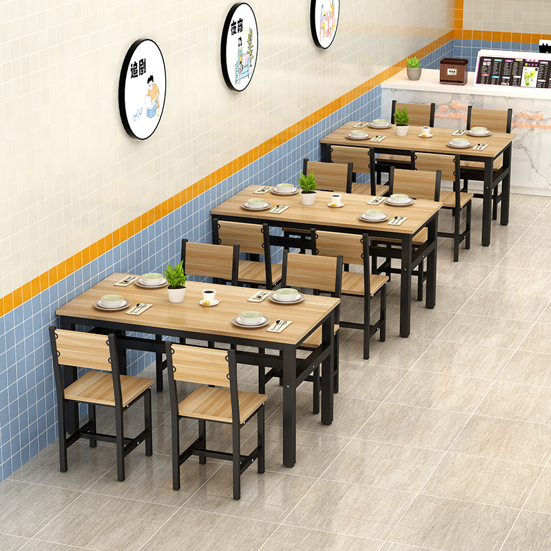 快餐桌子商用餐饮饭店餐桌椅经济型小吃早餐店食堂餐厅长方形
