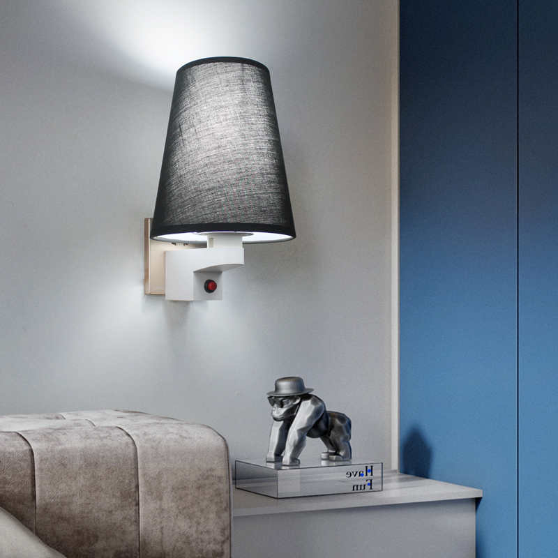 遥控调光卧室客厅书房插电插座式免打孔免接线免安装装饰超亮壁灯