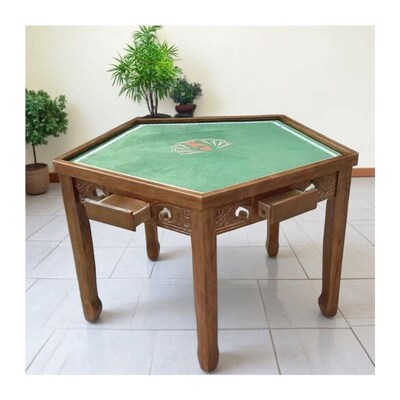 实木五边桌棋牌打扑克掼蛋桌够级六角桌狗腿桌斗地主保皇桌八边形